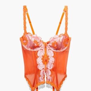 Savage X Fenty Orange and Pink Lace Bustier